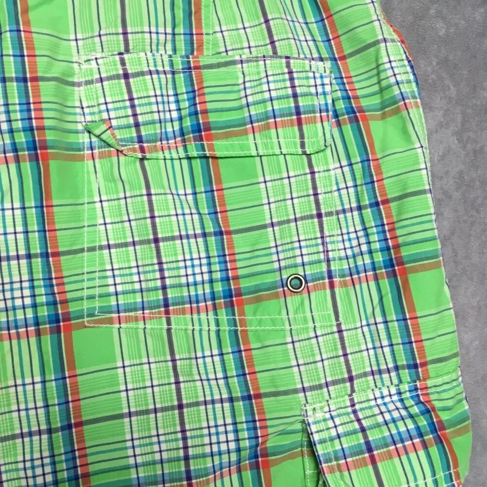 Polo RL Mens Plaid Swim Cargo Shorts size 34 Green Drawstring Cotton Nylon - Picture 11 of 16